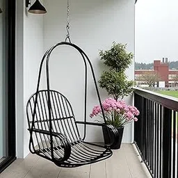 Hammock Swing Chair for Adult, Black Powder Coated Stainless Steel jhula for Indoor Outdoor Balcony | 150kg Capacity, Pre Assembled, Includes Cushion, Springs & Links-picture-25