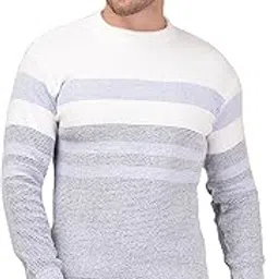 axolotl Men's Casual Striped Sweater, Dual Tone Knit Pattern, Long Sleeve Crew Neck Pullover-picture-30