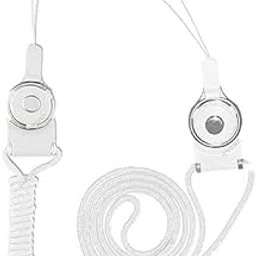ONCRO® White 2 in 1 ring finger hand holder pack of 2 nylon braided detachable lanyard quick release press button necklace wrist neck strap thread string rope cord for mobile phones ID card badge-image-84