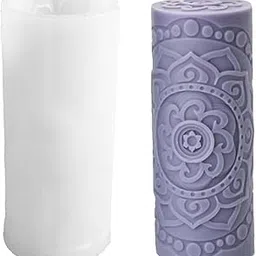 FirstTry Cylinder Candle Mold I 3D Fondant Round Pillar Column Silicone Epoxy Mould I for DIY Handmade Beeswax/Soy Wax Candles, Plaster Resin Clay Desktop Display Home Decor Art Crafts Projects (Flower)-picture-14