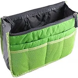 Wagela Women's Polyester 13 Compartments Multipocket Handbag || Organizer For Easy Handbag Switching || Comestic Organizer Travel Pockets Storage Bag (Green)-image-5