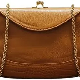 Luxury Brown Leather Shoulder Bag with Gold Chain Strap Elegant Crossbody Purse for Women-picture-47