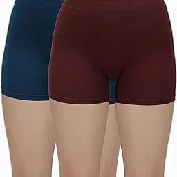 amul comfy Women's Plain/Solid Maroon & Navy Outer Elastic Skirt Shorts - Pack of 2 (#Skirt-Shorts-85cm)-picture-20