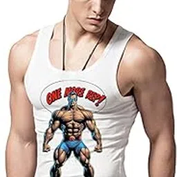 me funky MeFunky Men’s Gym Vest – Sleeveless Cotton Workout Tank, Breathable & Comfortable, Regular Fit White-picture-42
