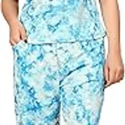 sakarmaa Women's Printed Polyester Lycra NightSuit Set, Lightweight Stretchable Night Suit and Gym Outfit with Side Pockets-picture-17
