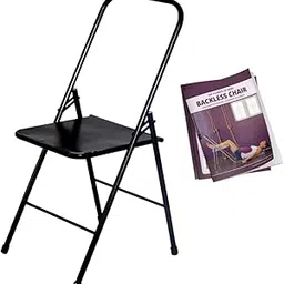 Friends of Meditation Iyengar Yoga Chair | Backless Yoga Chair for Holding, Alignment, Flexibility | Size: Large; Capacity: 100kg | Includes Free Yoga Book (112 Ways of Using The Backless Chair) (Black, TALL)-picture-15