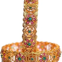 poshify Luxury Gold Plated Pure Brass Bangles for Women | Bangles Set | Latest Stylish Traditional Kada Bangles | Just Like Real Gold Jewellery | Fashion-picture-11