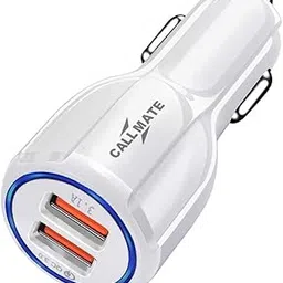 Callmate LZ-348 QC 3.0 Metallic Car Charge Dual Port Quick Fast Charging Port 18W with Multi-Protection for Apple & Android Devices (White)-picture-67