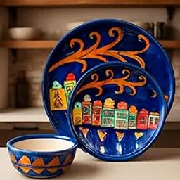 CEVORA INTERIORS Bright Hut | Hand-Painted Ceramic Kids’ Dinnerware Set | Full Plate, Quarter Plate & Bowl | Safe & Durable Tableware for Children-picture-32