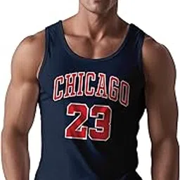 peppyzone Bulls 23 Printed Cotton Tank Top Vest for Men-picture-30