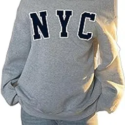 sxv style SXV NYC Off Shoulder Sweatshirt, Grey Cotton Blend, Casual Long Sleeve Pullover Top for Women-picture-36