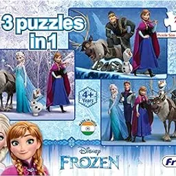 Frank Disney Frozen Jigsaw Puzzles – A Set of 3 Puzzles for Kids 4 Years & Above – Fun & Challenging Brain Booster Games for Enhanced Focus and Memory Development – 13904 image 1