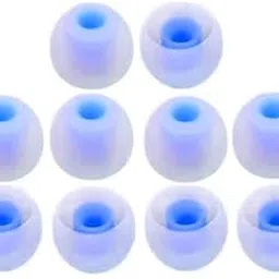 The Thrift Store Silicone Rubber Earbuds Tips, Eartips, Earpads, Earplugs, for Replacement in Earphones and Bluetooth Medium Size (White Blue)-picture-30