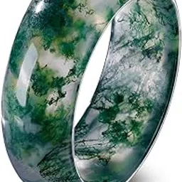 angol Natural Moss Agate Ring for Women and Men Natural Green Gemstone Rings Agate Gift-picture-11
