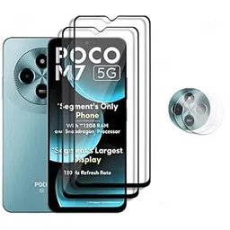REDDWARF 11D Tempered glass with 9H Camera lens protector compatible with POCO M7 5G (Combo pack 2 in 1)-picture-24