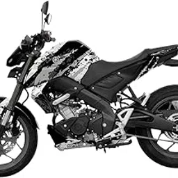 Yamaha MT 15 Graphic Kit| BW Splatr| by Motocross Graphix| Printed on Premium Vinyl with Ultra Gloss Laminate, Waterproof, Precise Precut Sticker, Non-Fading, Pack of 1 for Full Bike image 1
