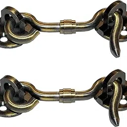 RISEOM Brass Gate Hook/Window Hook (Oval Eye) Pack of 2 (2 inch, Antique Brass)-picture-10