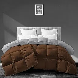 PURE ECO 500 GSM Winter Comforter Single Size (60"X90") - Premium Collection Heavy Winter Comforter 500 GSM Microfiber Fill - Duvet/Blanket Single Size - Chocolate Brown/Silver Grey Color-picture-10