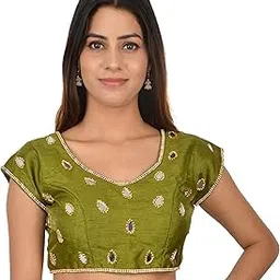 nishtha creation Women's Raw Silk Saree Blouse-picture-47