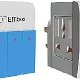 EMBOX 3 Pin Multi Plug Adapter with Individual Switch 3 Pin Plug Socket Safety Shutter Spike Buster Fuse Protected Adapter 3 Way Plug Extension for Home Office Travel-5A-250V (Pack of 2- Blue)-image-12