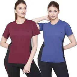 Sports T Shirts for Women, Gym Combo T Shirt for Women, Perfect for Workout, Stretchable, Running & Quick Dry Polyester T Shirts for Women (Pack of 2)-image-13