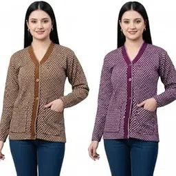 woolvella Women’s Solid Cardigan Sweater Combo | Trendy Lightweight Long Sleeve Casual Knitwear for Girls & Women | Soft Winter Layered | Stylish V-Neck Sweater Top-picture-21