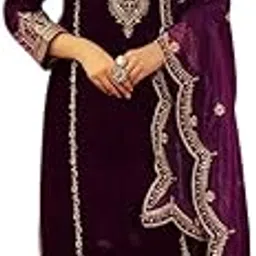 on the go mart Women's Viscose Velvet with Coding Embroidery Kurti With Bottom & Dupatta Set-picture-15