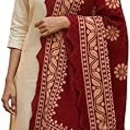 rugszone Baylal Women's Stole/Scarf Colour- maroon & light gold Stylish 100% Soft Viscose Cotton Blend Ethnic Stripes Pattern Scarves Pack Of 1-picture-33