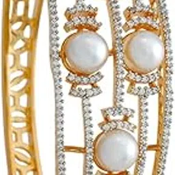 kushal's Fashion Jewellery White Rodium-Gold Polished Zircon Kada With Locking System |Best For Gifting, Bride, Bridemaids & Special Occasion | Zircon Kada For Women - 440507-picture-21