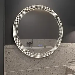 Quality Glass Bathroom LED Mirror with Touch Sensor, 3 Light Effects, Glass, Round LED-140 (24 x 24 Inch)-picture-13