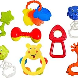 Tiny Genie 8 Pcs Plastic Baby Rattles Set | BPA-Free & Non-Toxic Toys for Newborns, Infants 0–12 Months | Colorful Rattle & Teether Set for Boys & Girls | Safe Early Development Toys (Multicolor)-image-35