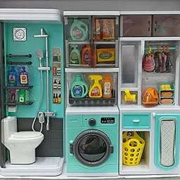 EUPHORIA Rk Toys | Baby Doll Bathroom Set with Functional Shower | Sprays Water | Wardrobe Accessories for Kids | Pretend Play Set | Fun Toy for Imaginative Play-image-1