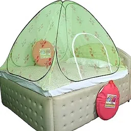 Homecute Polyester Pop Up and Foldable Double Bed (6ft X 7ft) Mosquito Net (Double Door Printed Green)-picture-32