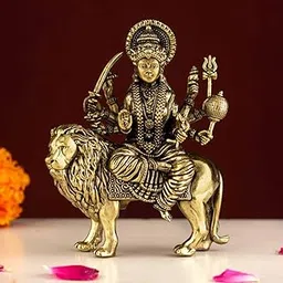 INDICAST Brass Goddess Durga Maa Statue | 4" Maa Durga Idol Figurine Perfect for Worship and Blessings Gifting Purpose Sculpture (Weight- 180gm)-picture-67