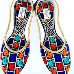mojich Women's Anarkali Embroidery Work Traditional Jutti | Casual Flat Stylish Mojari | Ethnic Footwear for Girls-picture-49