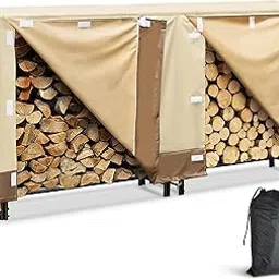 dnswez 8ft Firewood Rack Cover, 600D Oxford Heavy Duty, Weatherproof & Waterproof with Black Storage Bag - Indoor/Outdoor Protection (96" L x 24" W x 42" H)-picture-25