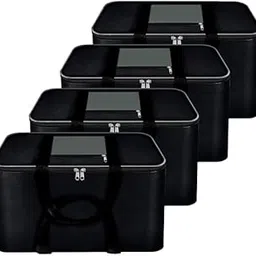 Kafascraft Moisture Proof Nylon Large Size Foldable Underbed Storage Bag For Clothes, Blankets (54 x 46 x 28 cm) - Black, Rectangular (Pack of 1 (Black_Grey, Pack of 4)-picture-34