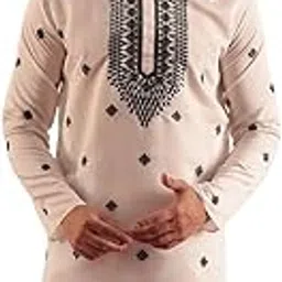 sojanya (Since 1958 Men’s Cotton Silk Embroidered Kurta | Designer Long Kurta for Navratri, Puja-picture-48