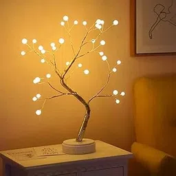 HOTNIX- Led Desk Tree Lamp, Desk Table Decor 36 Pearl LED Lights for Home,Bedroom, Indoor,Wedding Party,Decoration Touch Switch Battery Powered or USB Adapter-picture-62