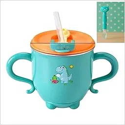 pilu Milk Mug for Kids – Dinosaur Print Stainless Steel Mug for Kids, Insulated Milk Cup with Lid & Straw, Water, Juice Drinking Mug, Glass, Cup for Kids – 200 ML (Free with Silicon Spoon) (Blue)-picture-21