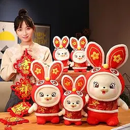 Bnf® New Year Rabbit Plush Toy Stuffed Bunny Doll Sofa Pillow for Spring Festival 25cm Baby | Toys for Baby | Plush Baby Toys image 1