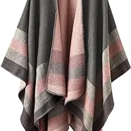 Ponchos for Women Shawls Wraps Oversized Winter Scarf Women's Knitted Cape Warm Wearable Blanket Long Cardigans Sweater Coats Birthday Gifts for Ladies, Pink-image-3
