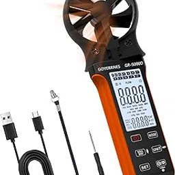 GOYERRNES Air Flow & Wind Speed Meter with 270º Rotatable Sensor, Handheld Anemometer with Waterproof Touch Button, CFM Meter Gauge Air Velocity Measuring Device for HVAC Outdoor [Rechargeable]-picture-48