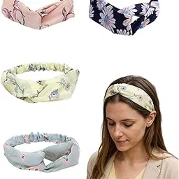 aeenioy 4 Pcs Hair Bands for Women, Fashion Hairband for Woman, Stretchy Headband for Women, Soft Elastic Hair Bands for Daily Use, Yoga, Fitness, Parties image 1
