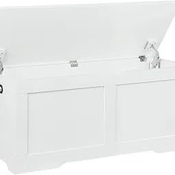 Timberer 39.4" Storage Chest, Wooden Storage Bench, Lift Top Toy Chest with 2 Safety Hinges, Large Toy Box, Entryway Bench for Living Room, Bedroom, White-picture-23