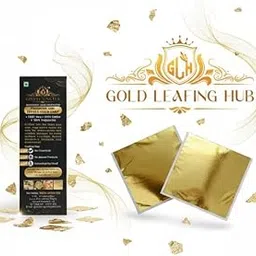 GOLD LEAFING HUB Pure 24K Gold Leaf Sheets, Metallic Gold, 6x4 Inch, for Art, Craft, Face Care, Beverages-image-19
