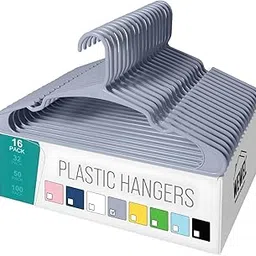 WEWEL® 16 Pcs Premium Clothes Hangers for Hanging Cloths, Elevate Your Wardrobe Organization in Multicolors with Cloth Hanger (16,Grey)-picture-29