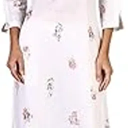 White Floral Printed Thread Embroidery Pure Cotton Straight Kurta-image-17