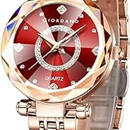 giordano Analog Watch for Women – Round Dial with Crystal Accents, Rose Gold Stainless Steel Strap, Elegant Timepiece-picture-40