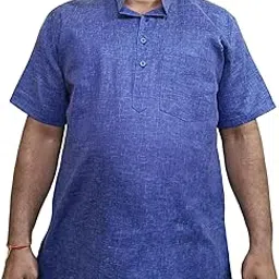 Men's Handloom Cotton Kurta, Short Sleeve, Coral, Chest Pocket-picture-20